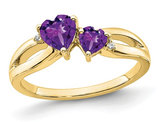 2/3 Carat (ctw) Amethyst Heart Promise Ring in 10K Yellow Gold